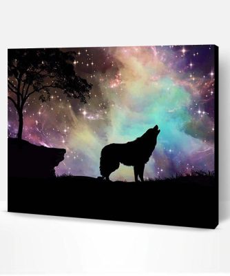 Wolf With Northern Lights Paint By Number