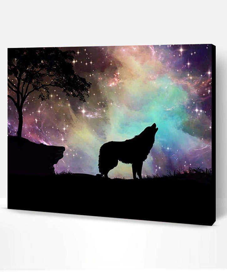 Wolf With Northern Lights - Animals Paint By Number - Paint By Numbers PRO