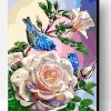 White Rose and Blue Birds Paint By Number