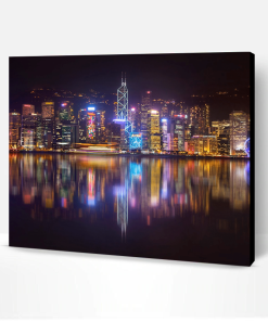 Hong Kong Skyline Lights Paint By Number