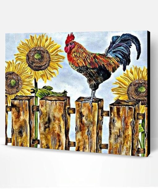 Cock With Sunflower Paint By Number