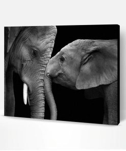 Black and White Elephants Paint By Number