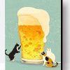 Cats Hover Around a Beer Cup Paint By Number
