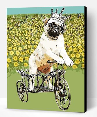 Dog Riding a Tricycle Paint By Number