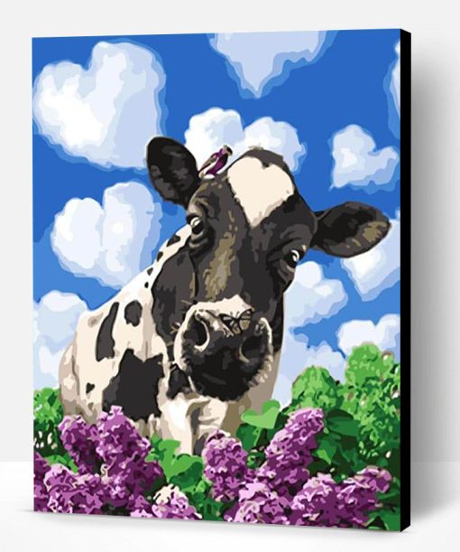 Cow In The Flowers Paint By Number