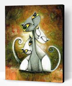 Abstract White Cats Paint By Number