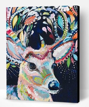 Deer Portrait Made of Flowers Paint By Number