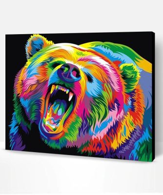 Colorful Growling Bear Paint By Number