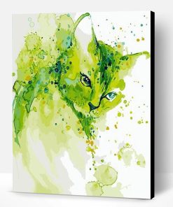 Abstract Green Cat Paint By Number