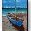 Blue Boat And Beach Paint By Number