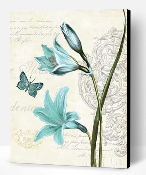 Blue Butterfly Flower Paint By Number