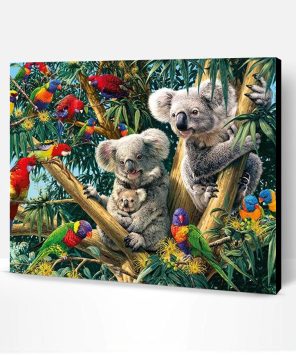 Birds & Koalas on Trees Paint By Number