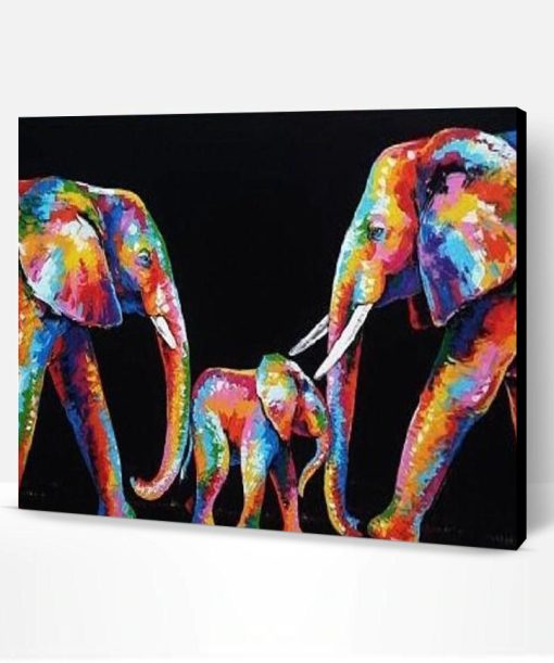 Colorful Elephant Family Paint By Number