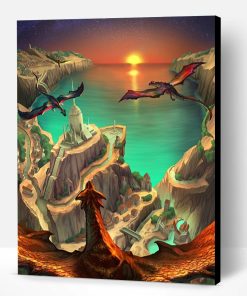 Dragon And the Sunset Paint By Number