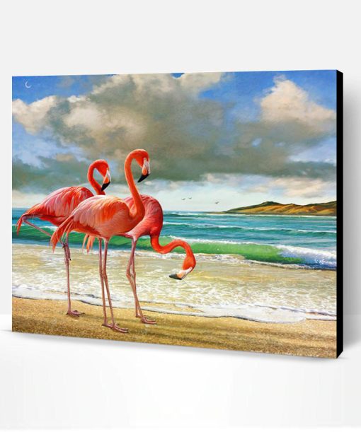 Flamingo At Beach Paint By Number