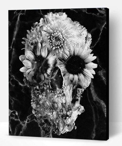 Floral Skull Marble Paint By Number