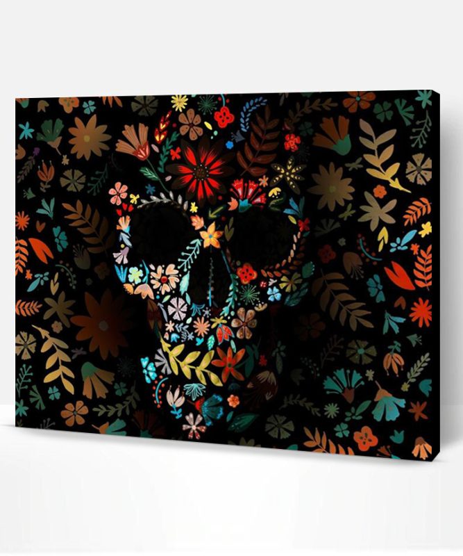 Flowerly Darkness Skull Paint By Number