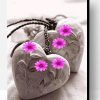 Flowers On Stone Hearts Paint By Number