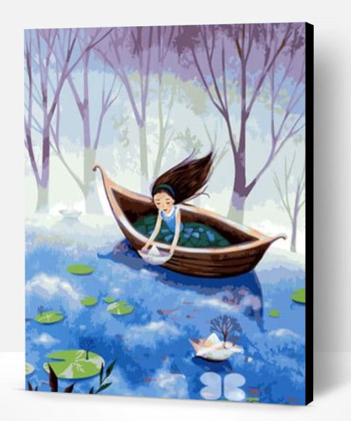 Girl In Little Boat Paint By Number