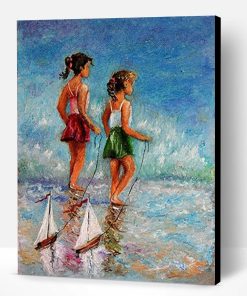 Girls Play By Sea Paint By Number