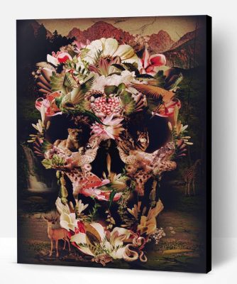 Jungle Of Flowers Skull Paint By Number