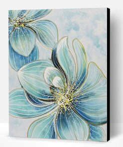 Light Blue Floral Paint By Number