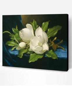 Magnolias On A Blue Velvet Cloth Paint By Number