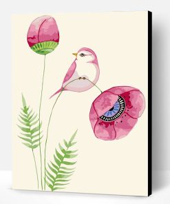 Peony Flowers and Bird Paint By Number