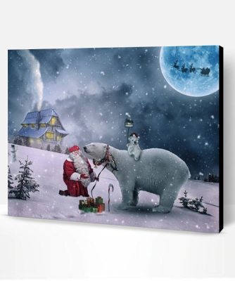 Polar Bears And Santa Claus Paint By Number