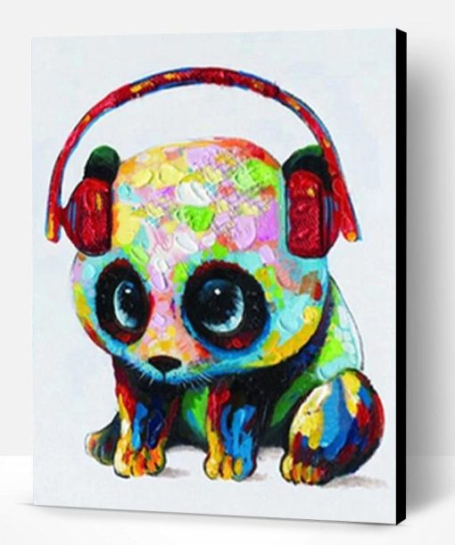 Mini Panda With Headphones Paint By Number