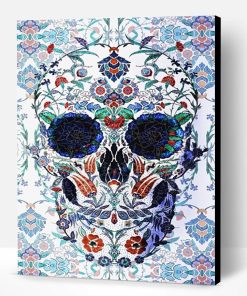 Skull With Mandala Of Flowers Paint By Number