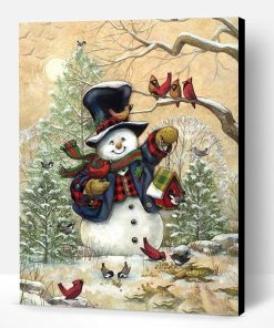 Snowman And Cardinal Paint By Number