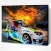 Sport Car on Fire Paint By Number