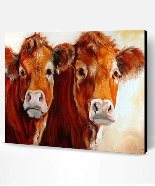 Two Brown Cows Paint By Number