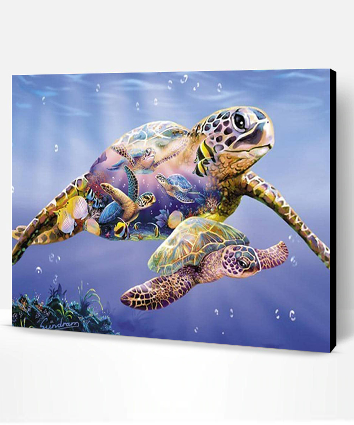 Underwater Sea Turtle Animals Paint By Numbers - Paint By Numbers PRO