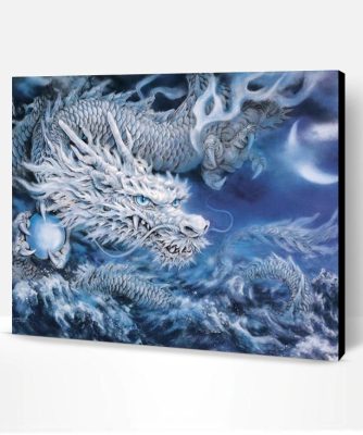 White Chinese Dragon Paint By Number