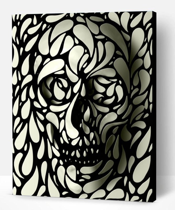 White and Black Dye Skull Paint By Number