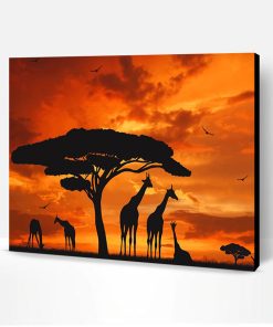 Giraffes Silhouette Sunset Paint By Number