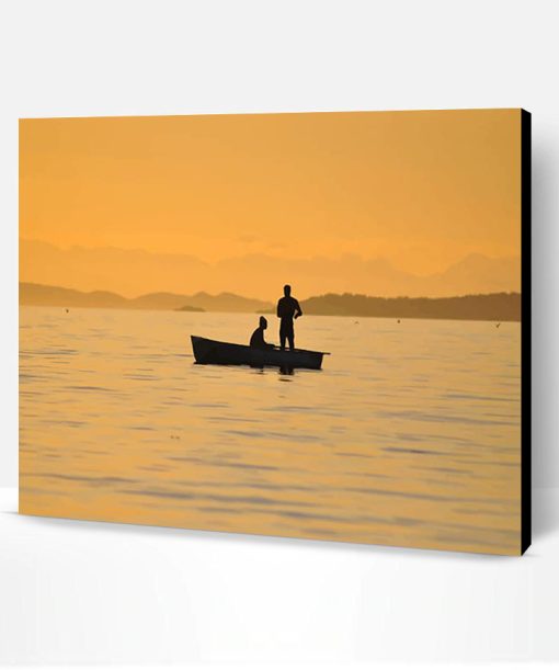 Couples in The boat Silhouette Paint By Number