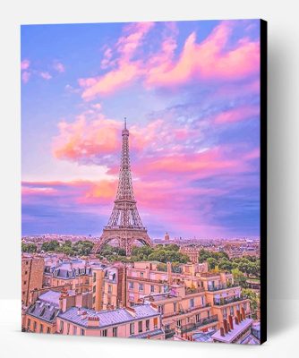 Eiffel Tower Pink Sky Paint By Number