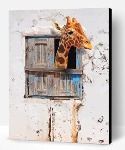Giraffe Looking Through Window Paint By Number