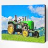 Green Tractor in Field Paint By Numbers