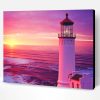 Lighthouse with Pink Purple Sky Paint By Number