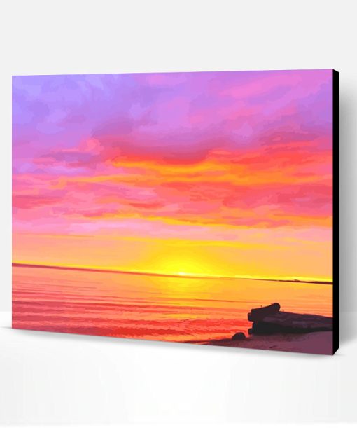 Orange Pink Sunrise Beach Paint By Number