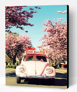 WV Beetle and Cherry Blossom Paint By Number