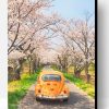 Yellow VW And Cherry Blossom Paint By Number