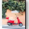 Vespa Red Scooter Paint By Number