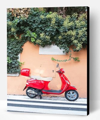 Vespa Red Scooter Paint By Number