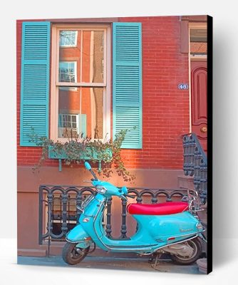 Vespa Turquoise Scooter Paint By Number