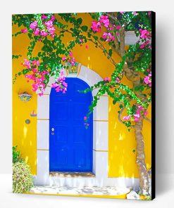 Blue Door With Flowers Paint By Number